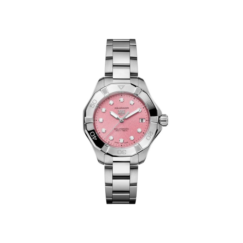 TAG Heuer クオーツ プロフェッショナル フォーミュラー ピンク デイト Ladies Pink Dial TAG Heuer Aquaracer Professional 200 Solargraph 34mm