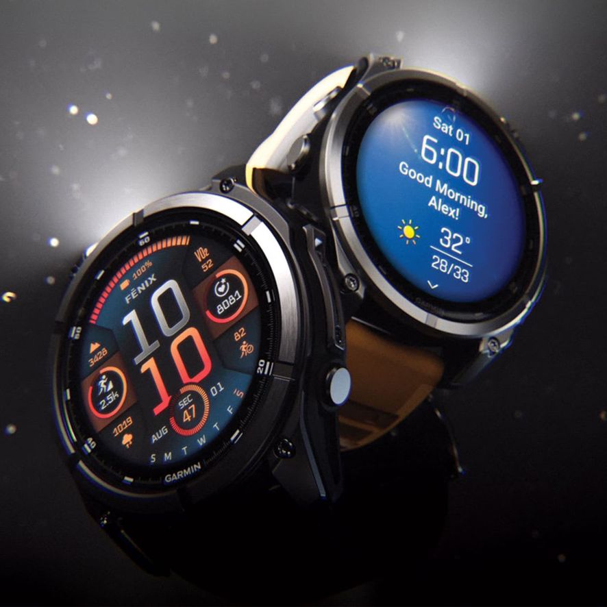 Garmin fēnix® 8 AMOLED – Sapphire, Titanium with Chestnut Leather