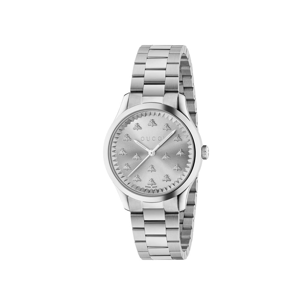 Gucci G-Timeless 32 Mm With Bees Silver Stainless Steel
