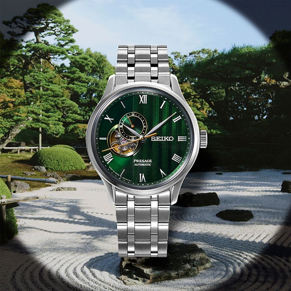 Seiko Presage 'Japanese Zen Gardens' in Fern green | AMJ Watches