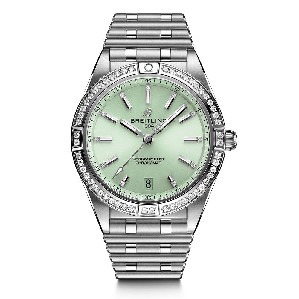 Breitling Chronomat 36 Automatic Green Diamond Bezel AMJ Watches