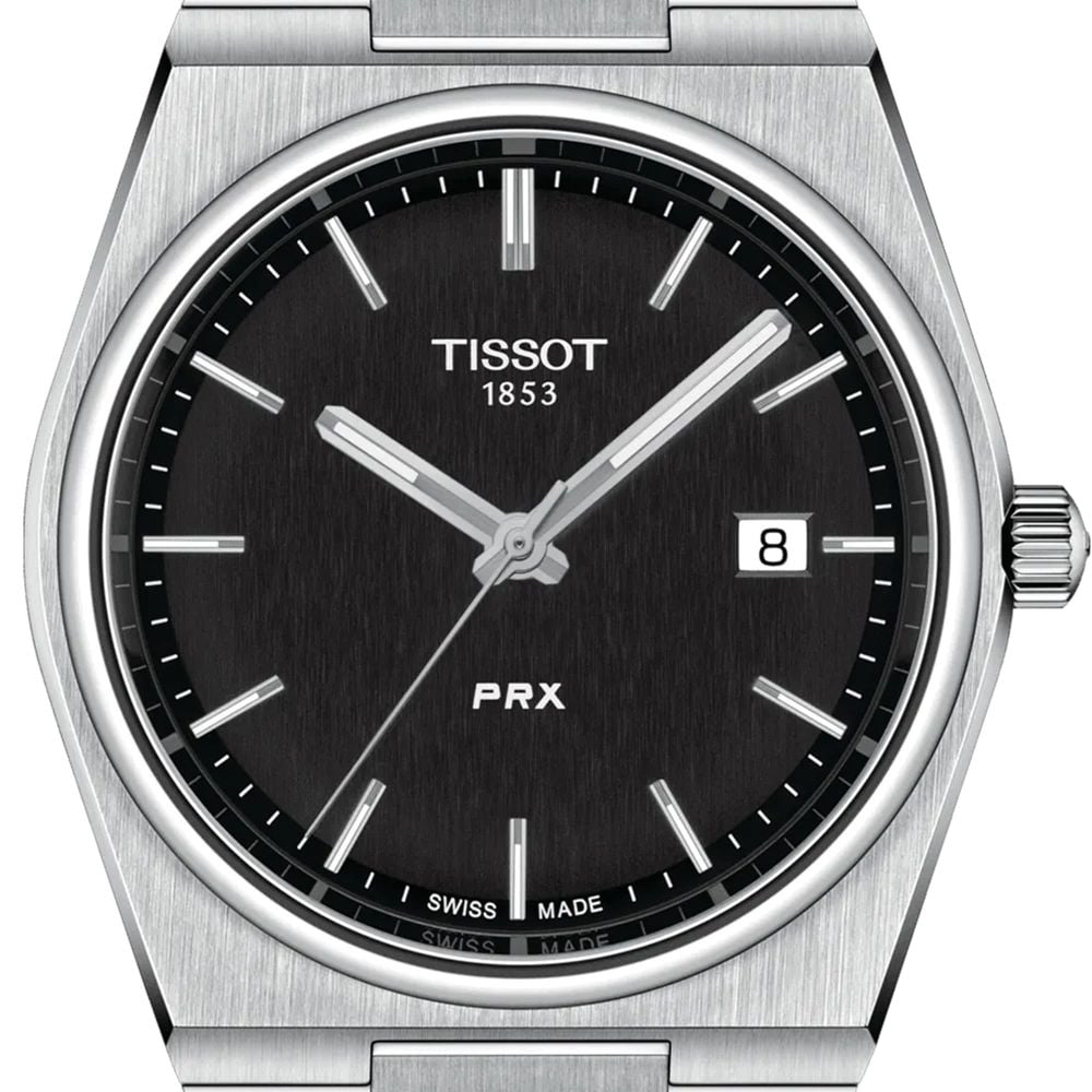 TISSOT PRX 40mm クォーツ ブラック Tissot PRX Quartz (40mm) Black Dial /Black Silicone Strap