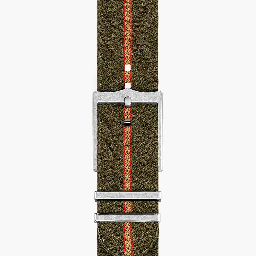 Tudor Ranger Black 39mm Green, Red & Beige Fabric Strap | AMJ Watches